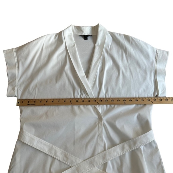 Lafayette148 White Top/Blouse/Tunic Short Sleeve Surplice Neck Wrap Front Large - Picture 11 of 16